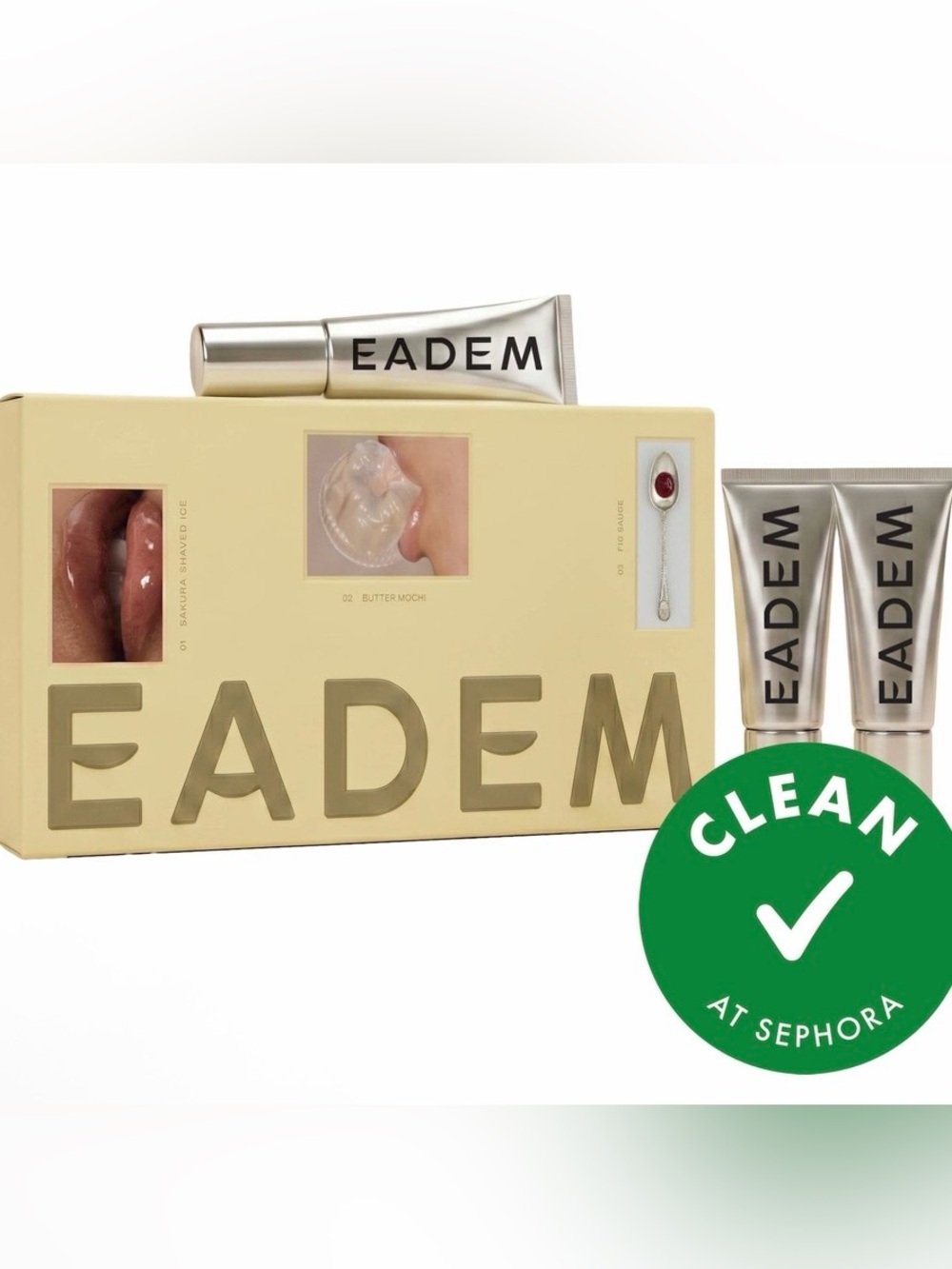 Eadem Mini Lip Softening Balm Set of 3 NIB Butter Mochi, Shaved Ice, Fig Sauce
